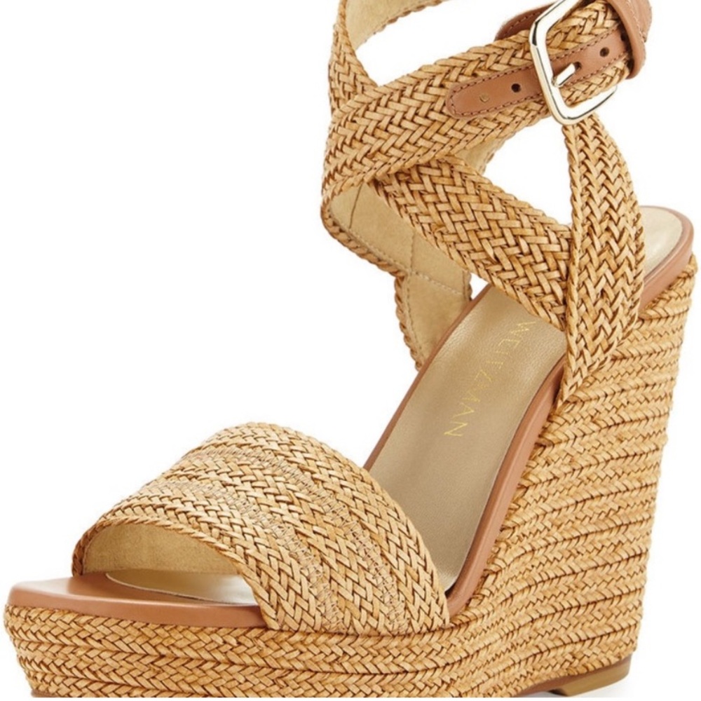 Stuart Weitzman braided raffia sandal